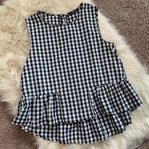 Black & White Gingham Peplum Top